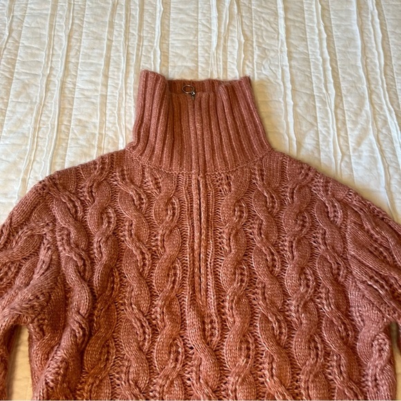 2/$30 Sincerely Jules Cable Knit Chunky Turtle Neck Zipper Sweater Pink SZ XS - Picture 3 of 11